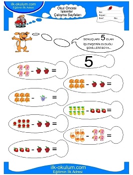 Çocuklar İçin toplam işlemi yaprak testleri 